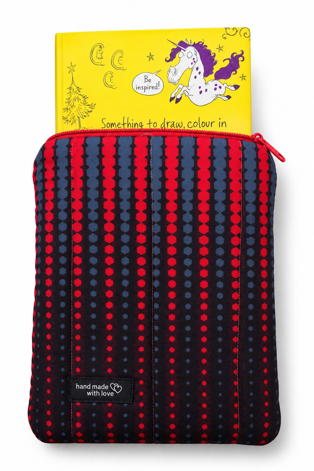 Book, Tablet and Laptop Sleeve sewing pattern - book shown in zip-top sleeve