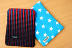 Book, Tablet and Laptop Sleeve sewing pattern - two finished sleeves on table