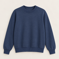 Jyde Sweatshirt sewing pattern by Tolumi, navy drop-shoulder crew neck sweatshirt with ribbed neckband, cuffs and waistband