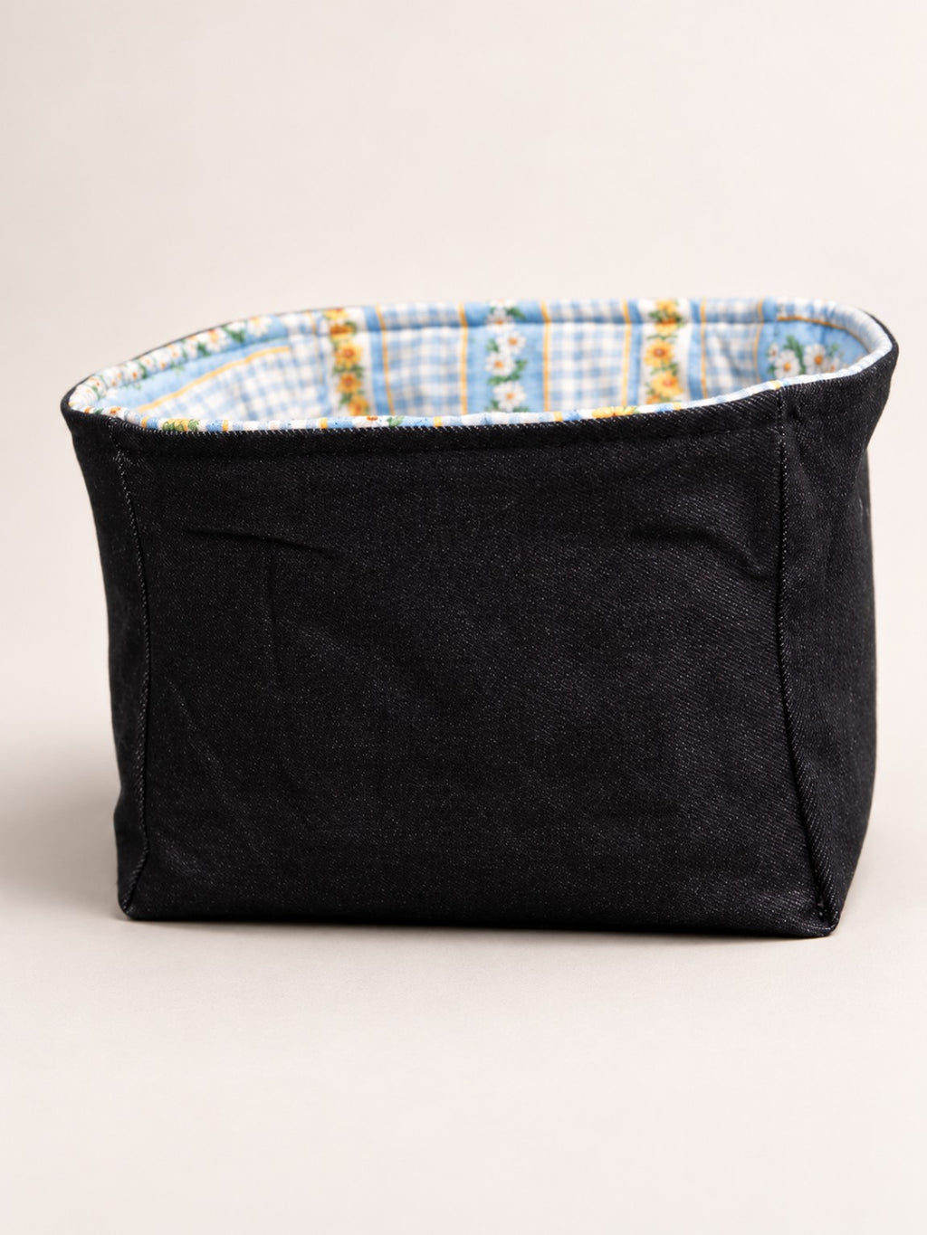 Reversible Fabric Basket sewing pattern - dark denim side