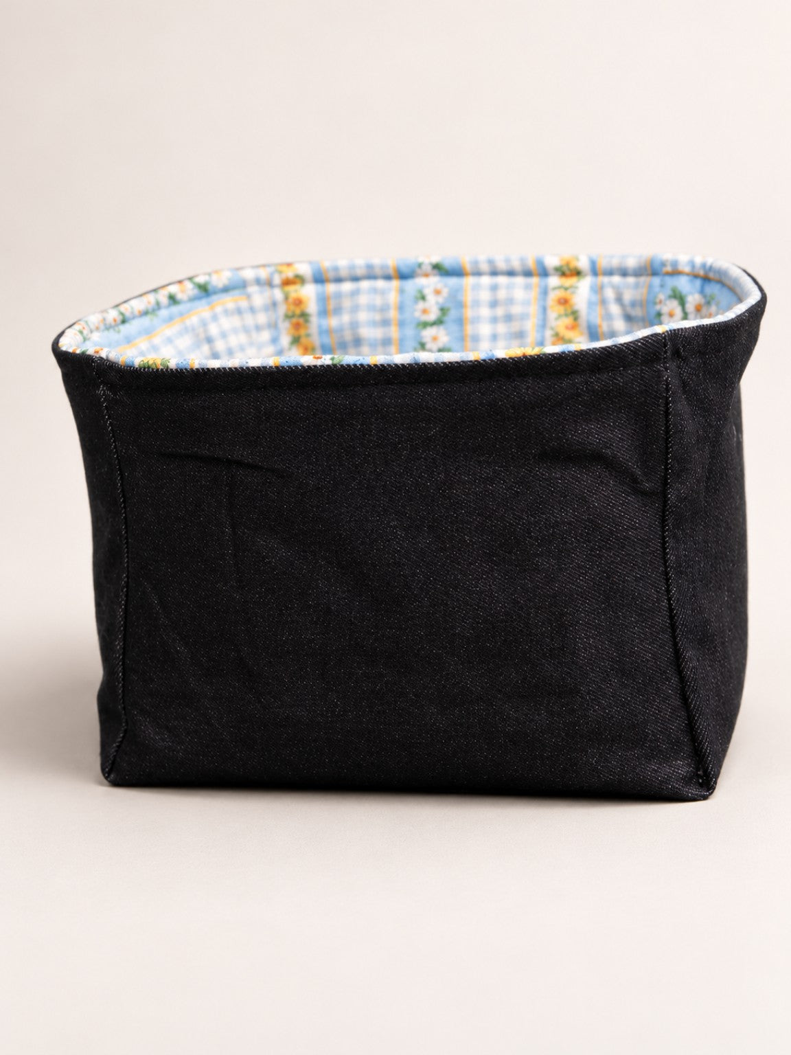 Reversible Fabric Basket sewing pattern - dark denim side